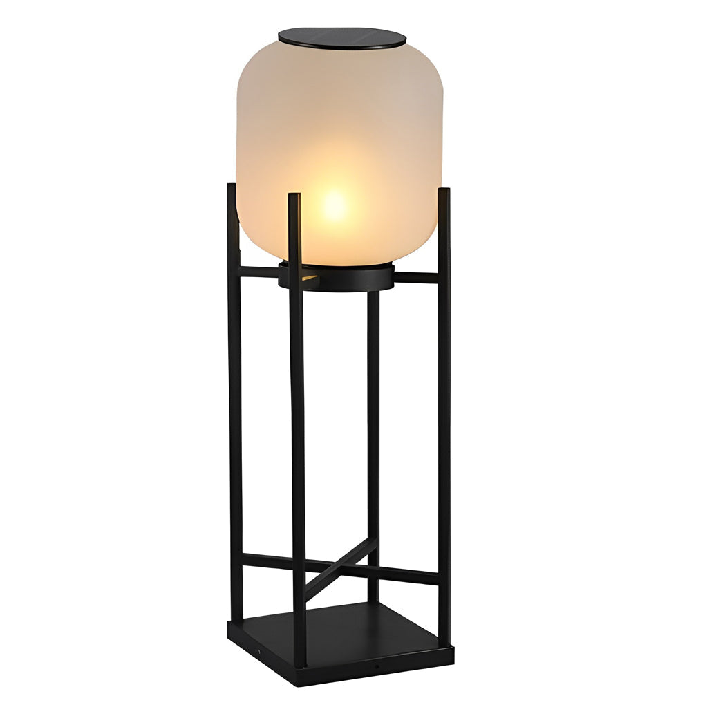 Rustic Black Metal LED Floor Lantern for Garden Patio Indoor Use
