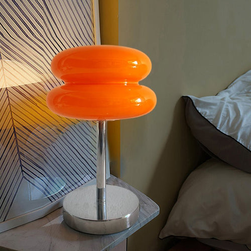 Creative USB Glass Burger Table Lamp with Warm LED Light for Modern Spaces