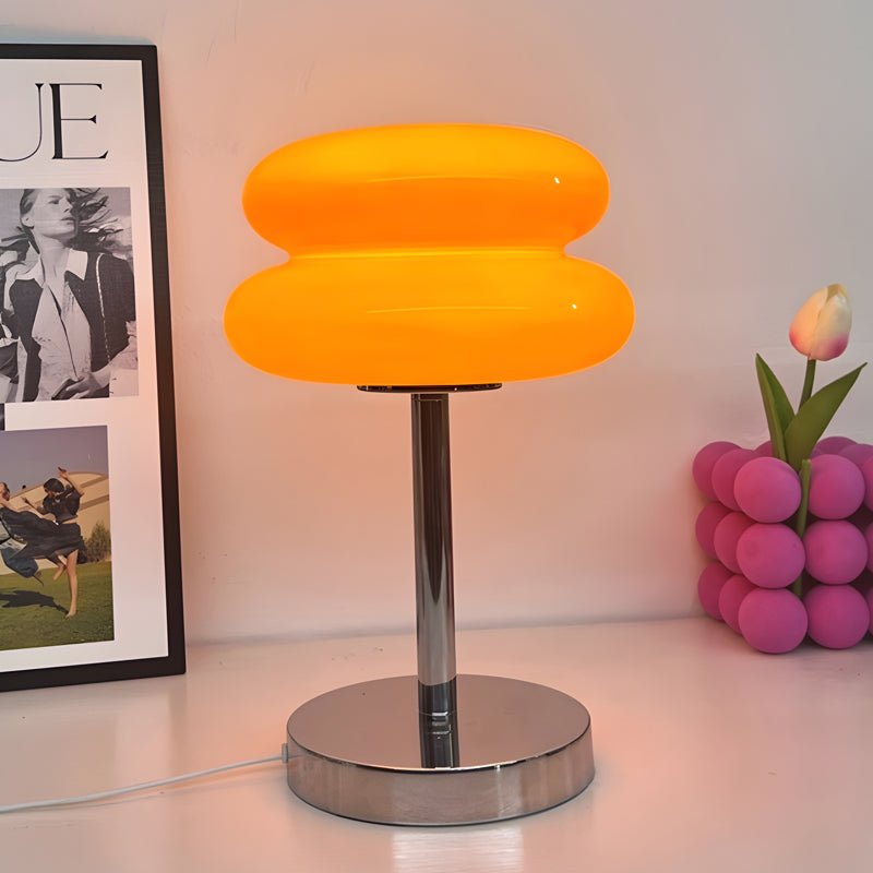 Creative USB Glass Burger Table Lamp with Warm LED Light for Modern Spaces