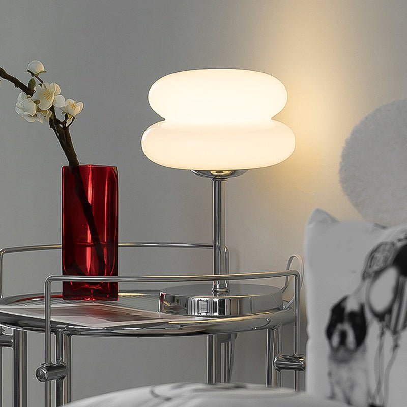 Creative USB Glass Burger Table Lamp with Warm LED Light for Modern Spaces