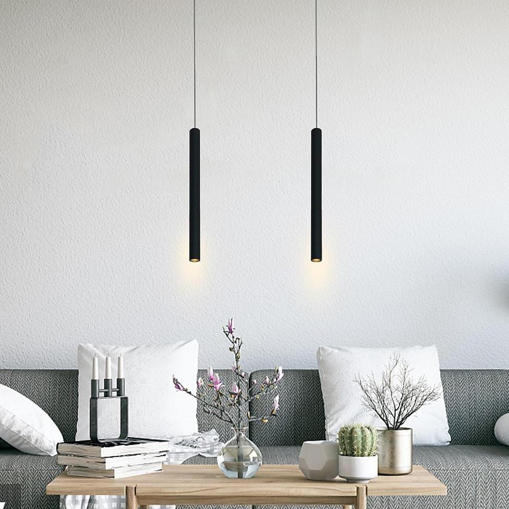 Sleek Black LED Pendant Light with Downlight for Modern Dining Room