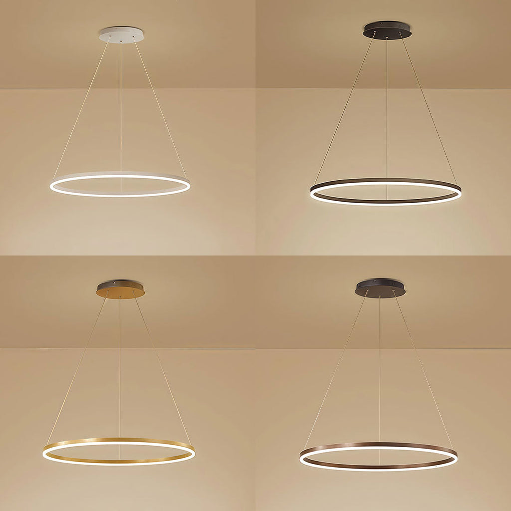 Sleek Black LED Ring Chandelier Fixture in Durable Aluminum for Modern Spaces