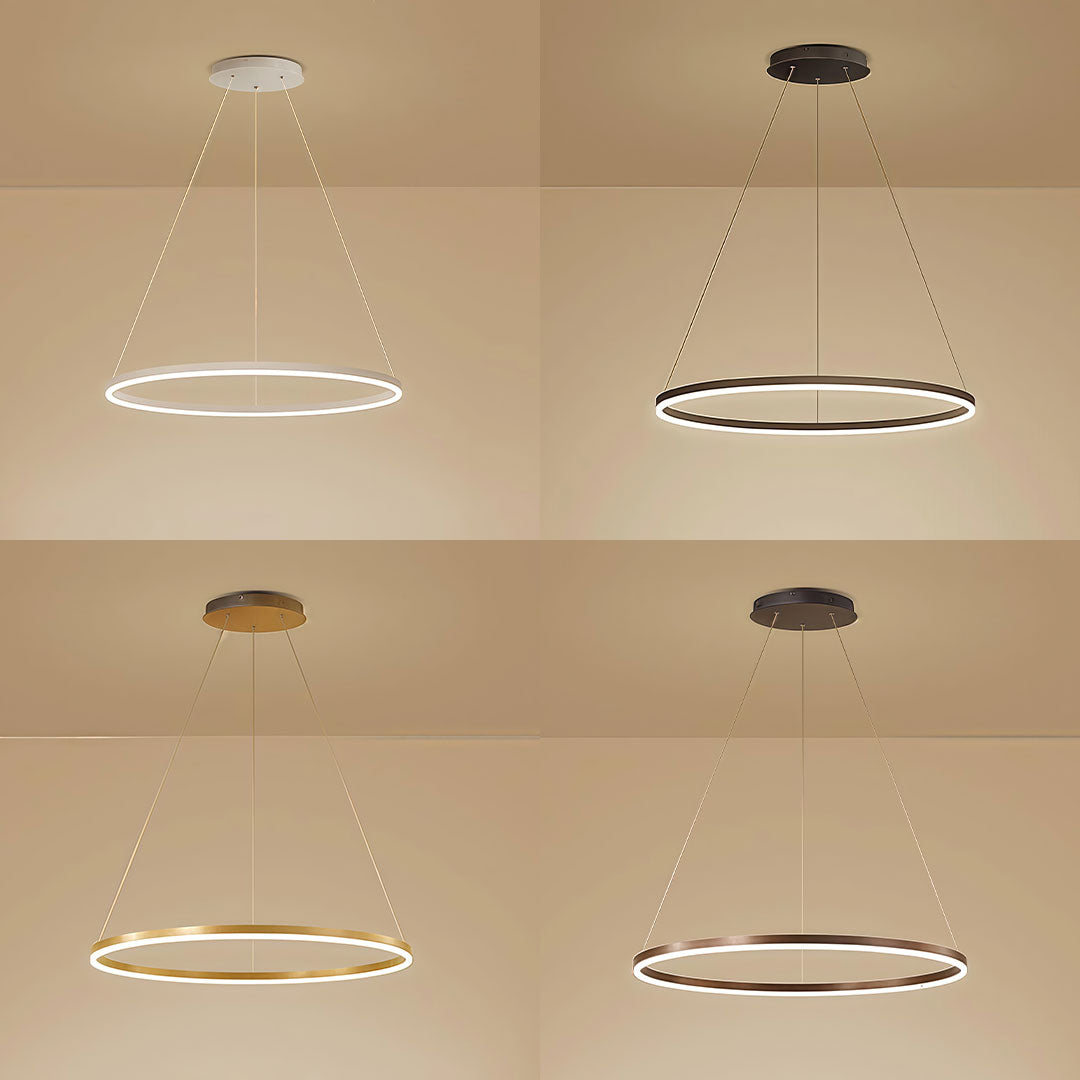 Sleek Black LED Ring Chandelier Fixture in Durable Aluminum for Modern Spaces
