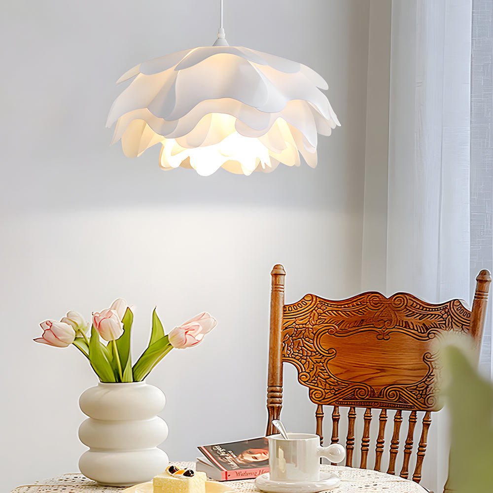 Elegant White Acrylic Flower Pendant Light with Dimming for Living Room
