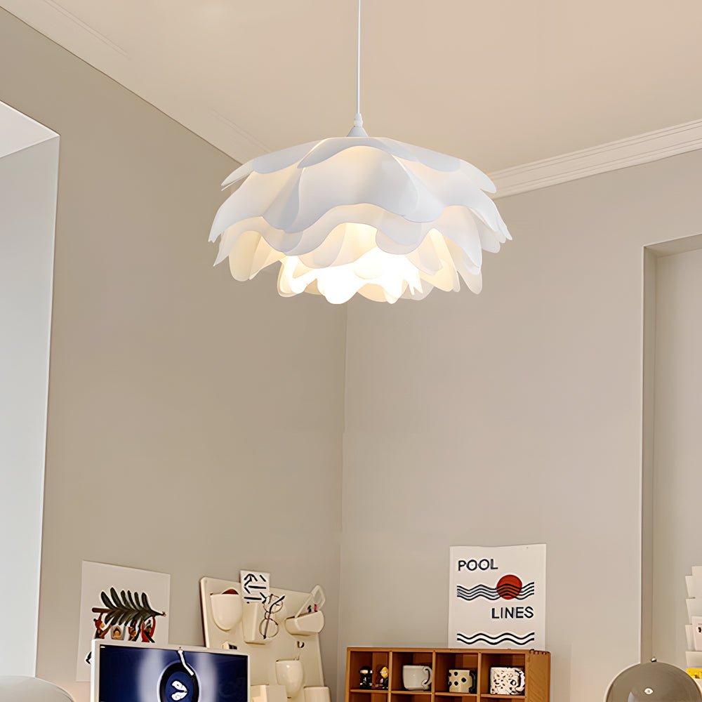 Elegant White Acrylic Flower Pendant Light with Dimming for Living Room