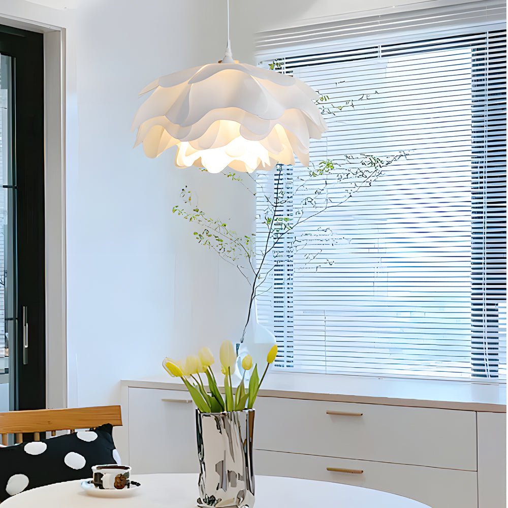 Elegant White Acrylic Flower Pendant Light with Dimming for Living Room