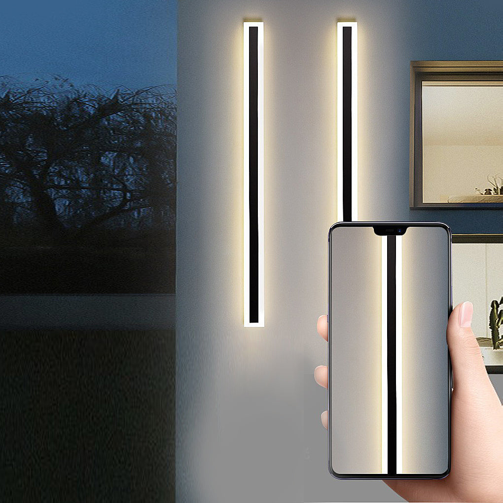 Modern Gray Acrylic Outdoor Linear Iron Wall Sconce for Patios
