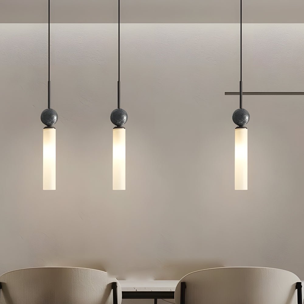 Elegant White Marble Cylinder Pendant Light for Modern Home Décor