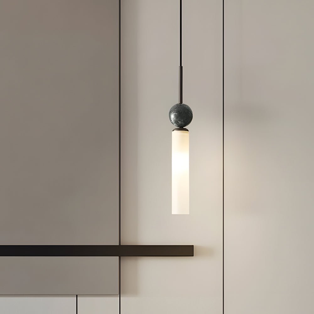 Elegant White Marble Cylinder Pendant Light for Modern Home Décor