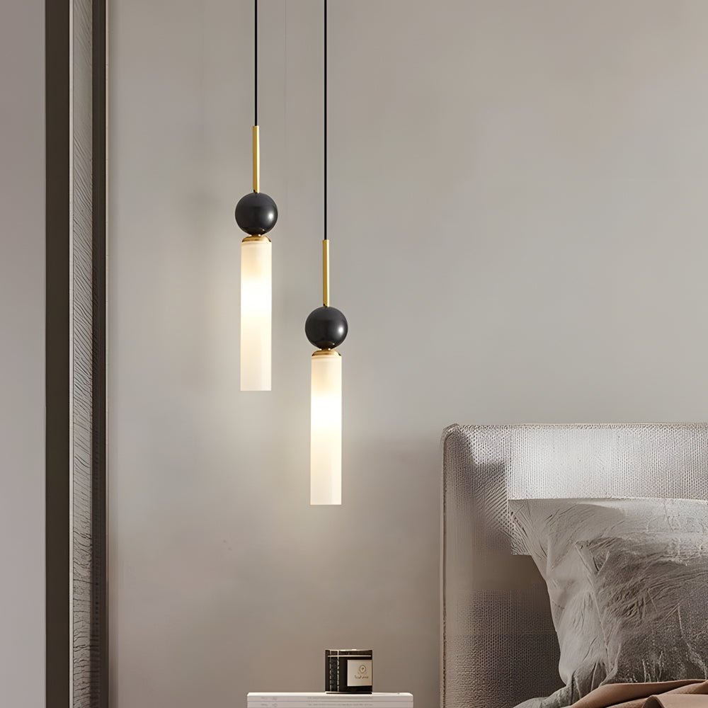 Elegant White Marble Cylinder Pendant Light Fixture for Modern Spaces