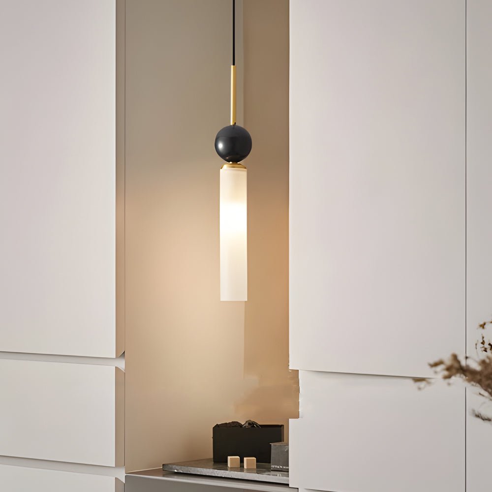 Elegant White Marble Cylinder Pendant Light for Modern Home Décor