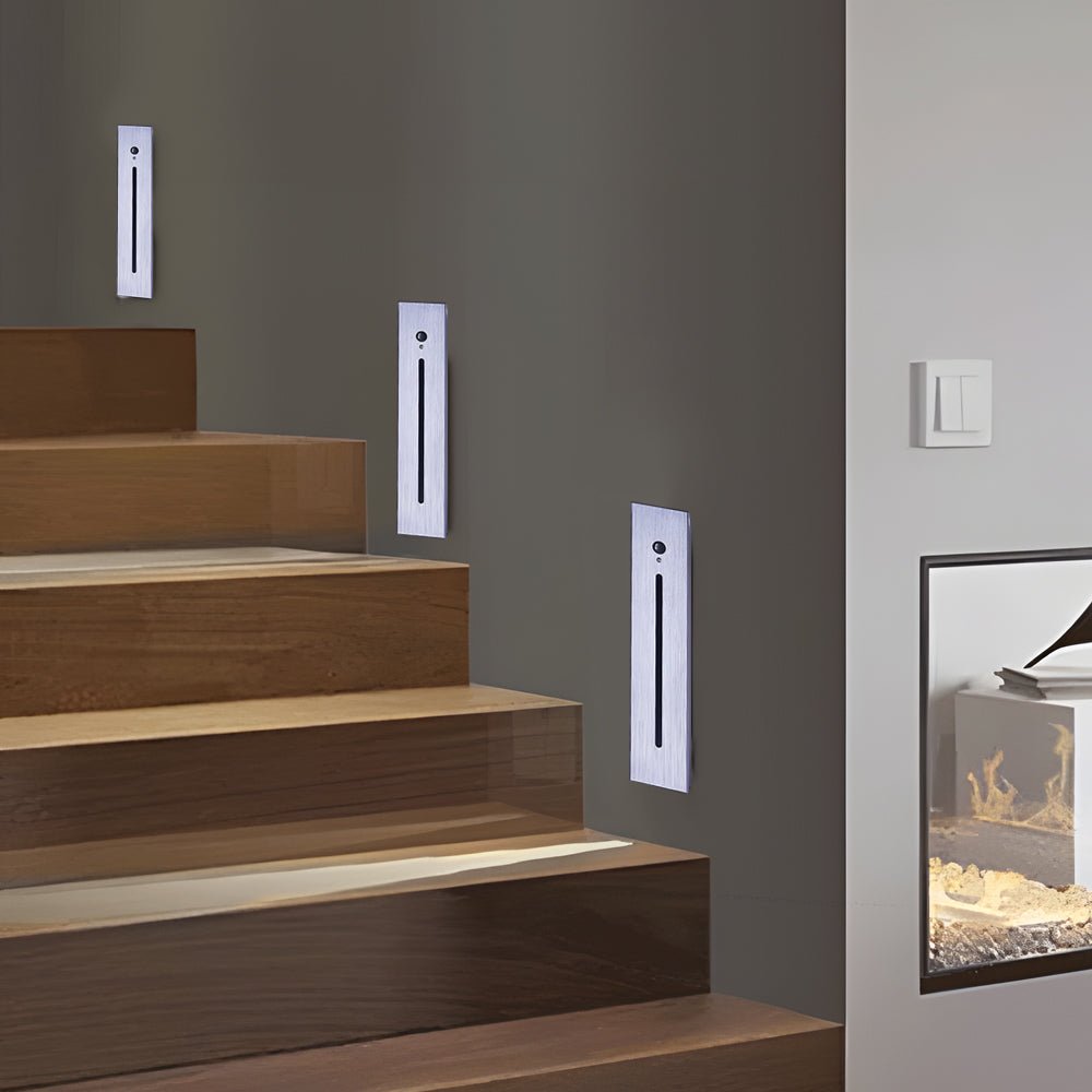 Modern Recessed Vertical Motion Sensor LED Stair Light for Indoor/Outdoor Use