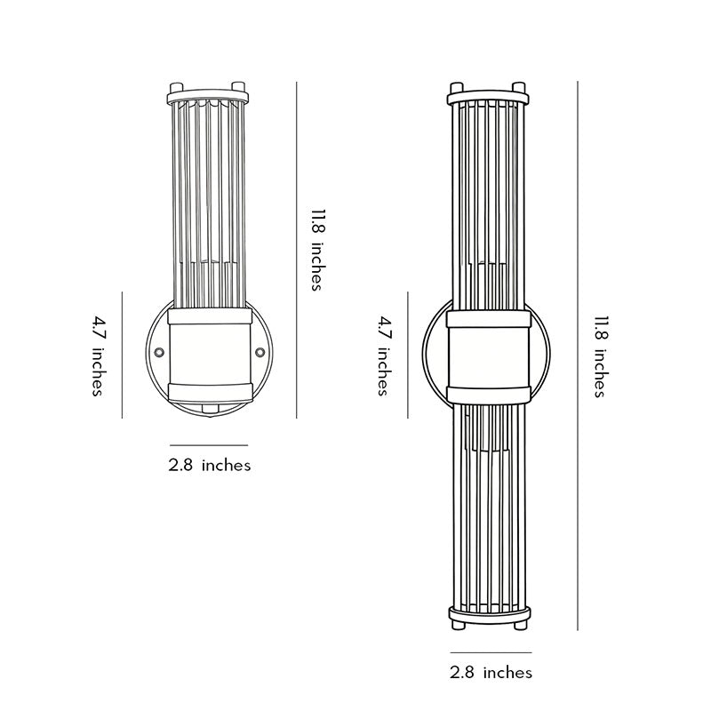 Contemporary Chrome Gold Wall Sconce with Clear Glass Cylinder Shade