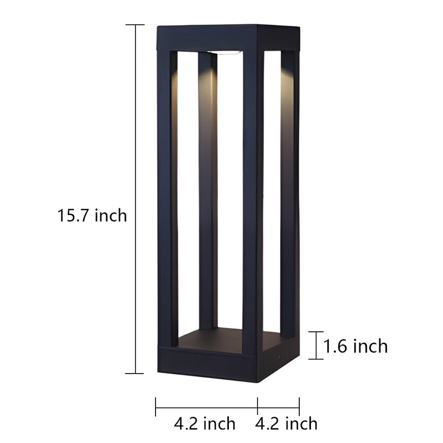 Modern Black Aluminum LED Bollard Light for Outdoor Garden Landscape