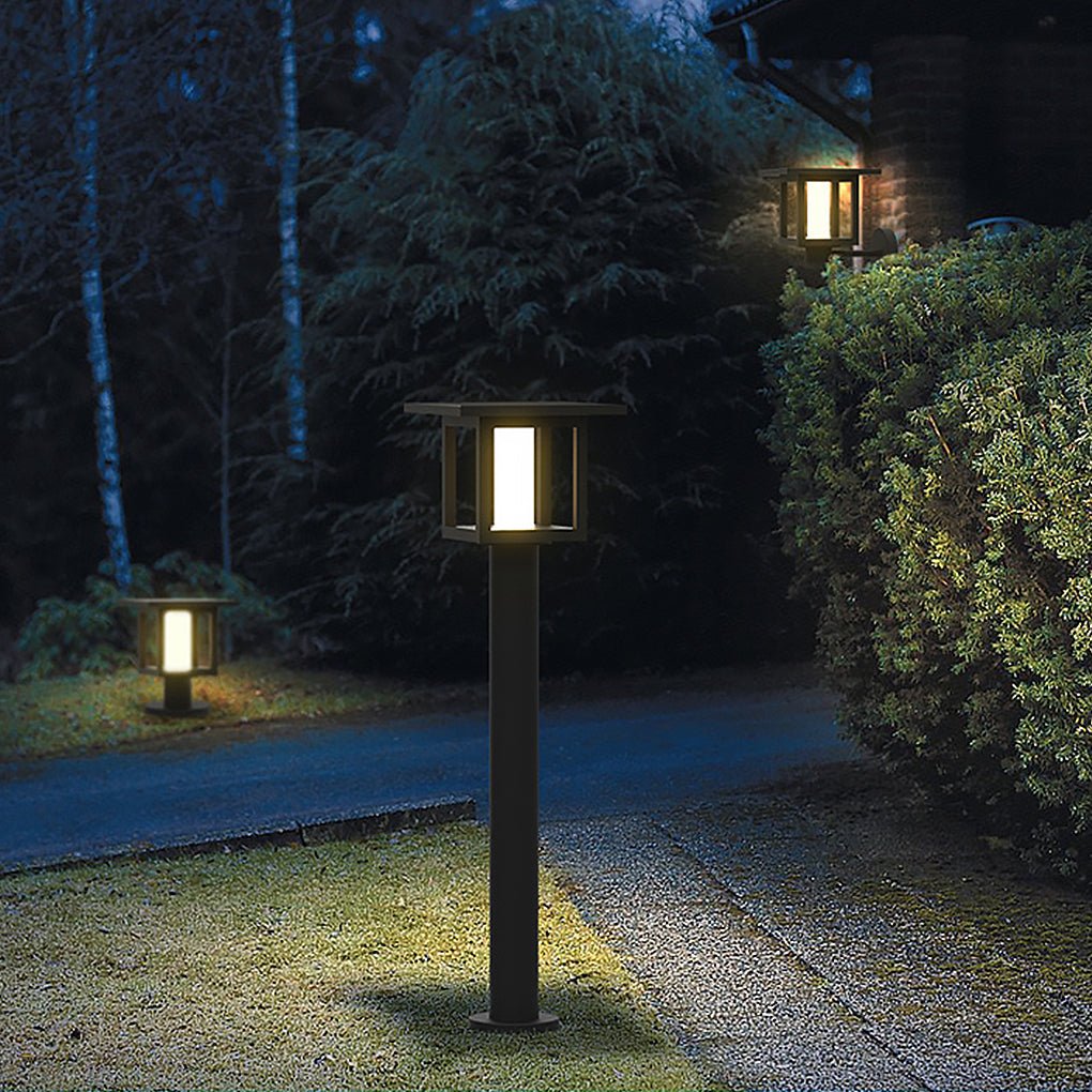 Modern Black LED Post Lights with Rain Shield & Dual Power for Outdoors
