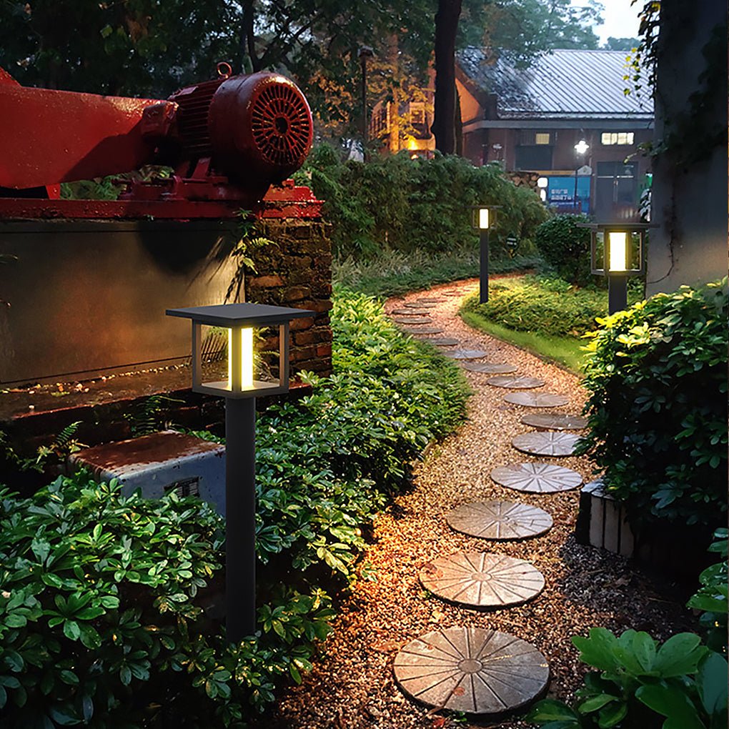 Modern Black LED Post Lights with Rain Shield & Dual Power for Outdoors