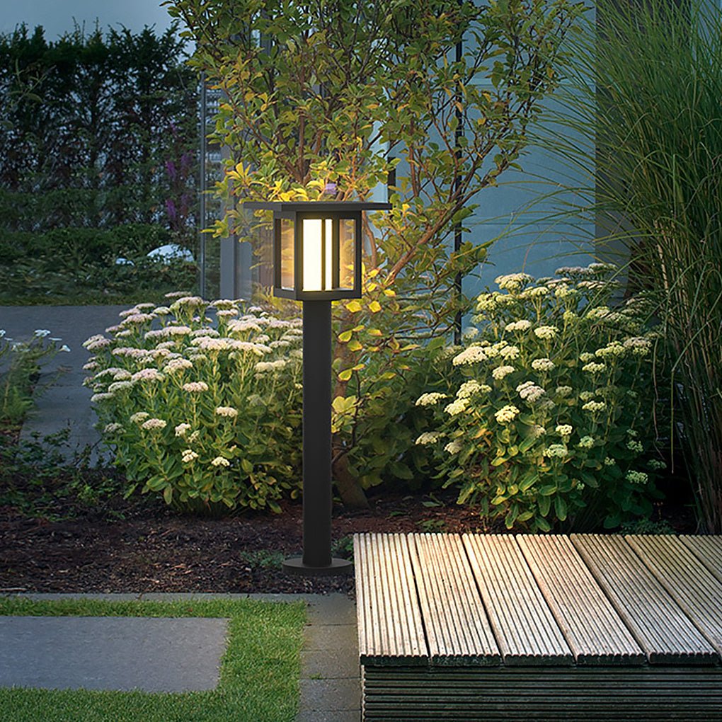Modern Black LED Post Lights with Rain Shield & Dual Power for Outdoors