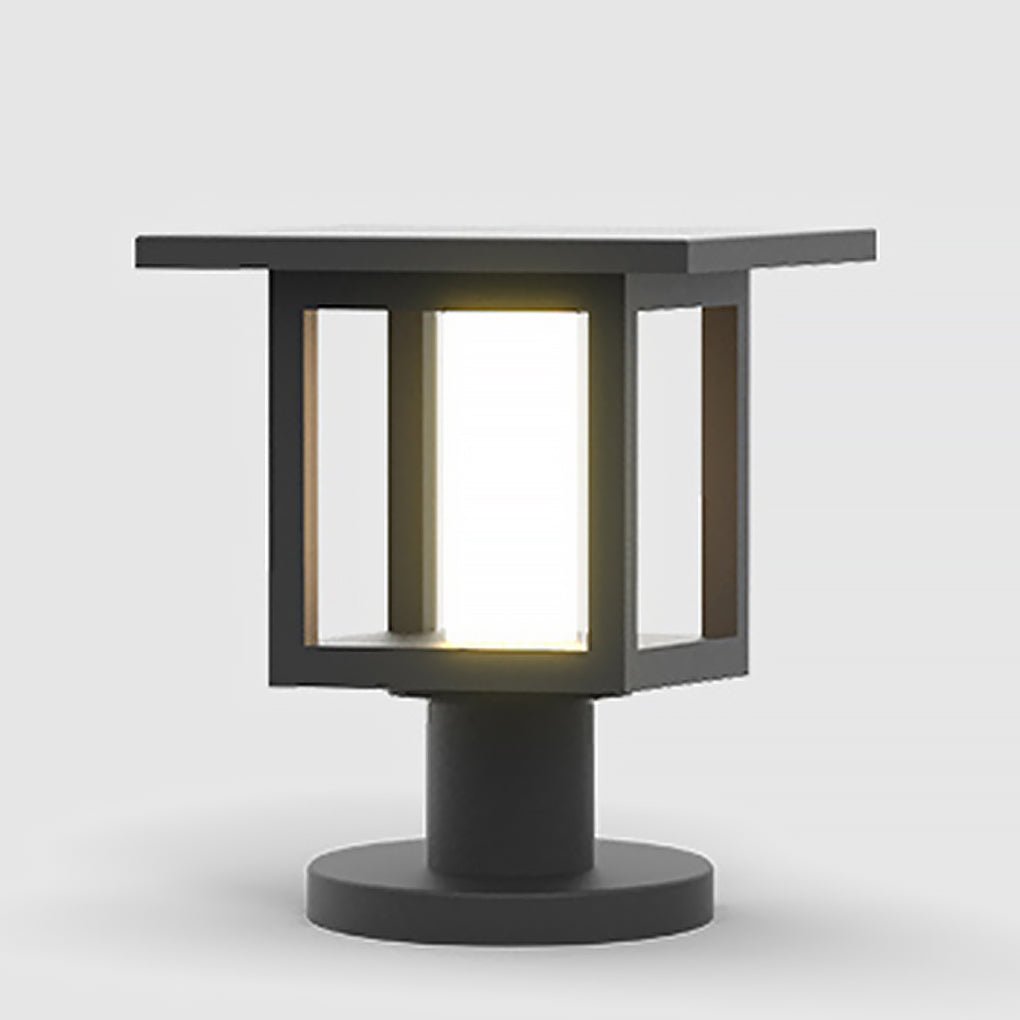 Modern Black LED Outdoor Post Light with Rain Shield & Dual Power