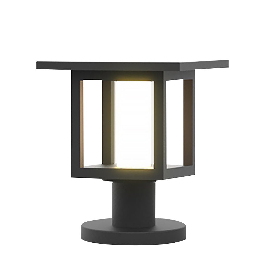 Modern Black LED Outdoor Post Light with Rain Shield & Dual Power