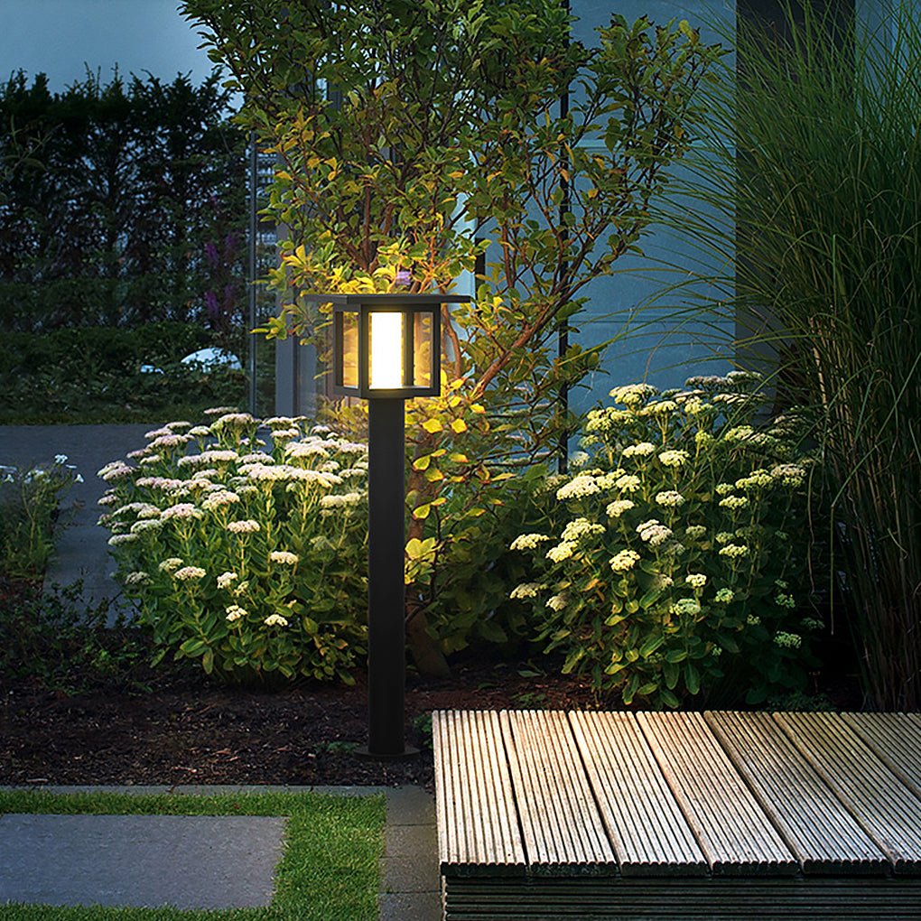 Modern Black LED Post Lights with Rain Shield & Dual Power for Outdoors