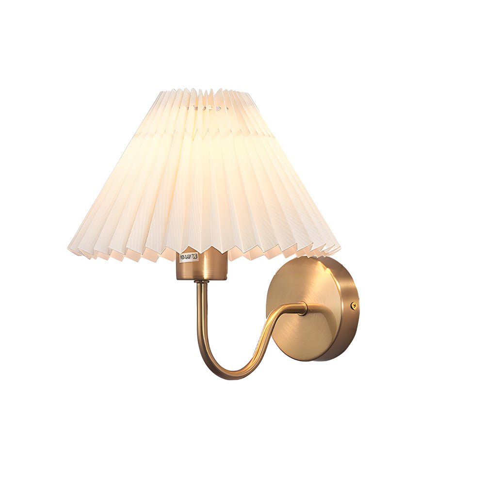 Antique Silver Dimmable Metallic Wall Sconce with Pleated Fabric Shade