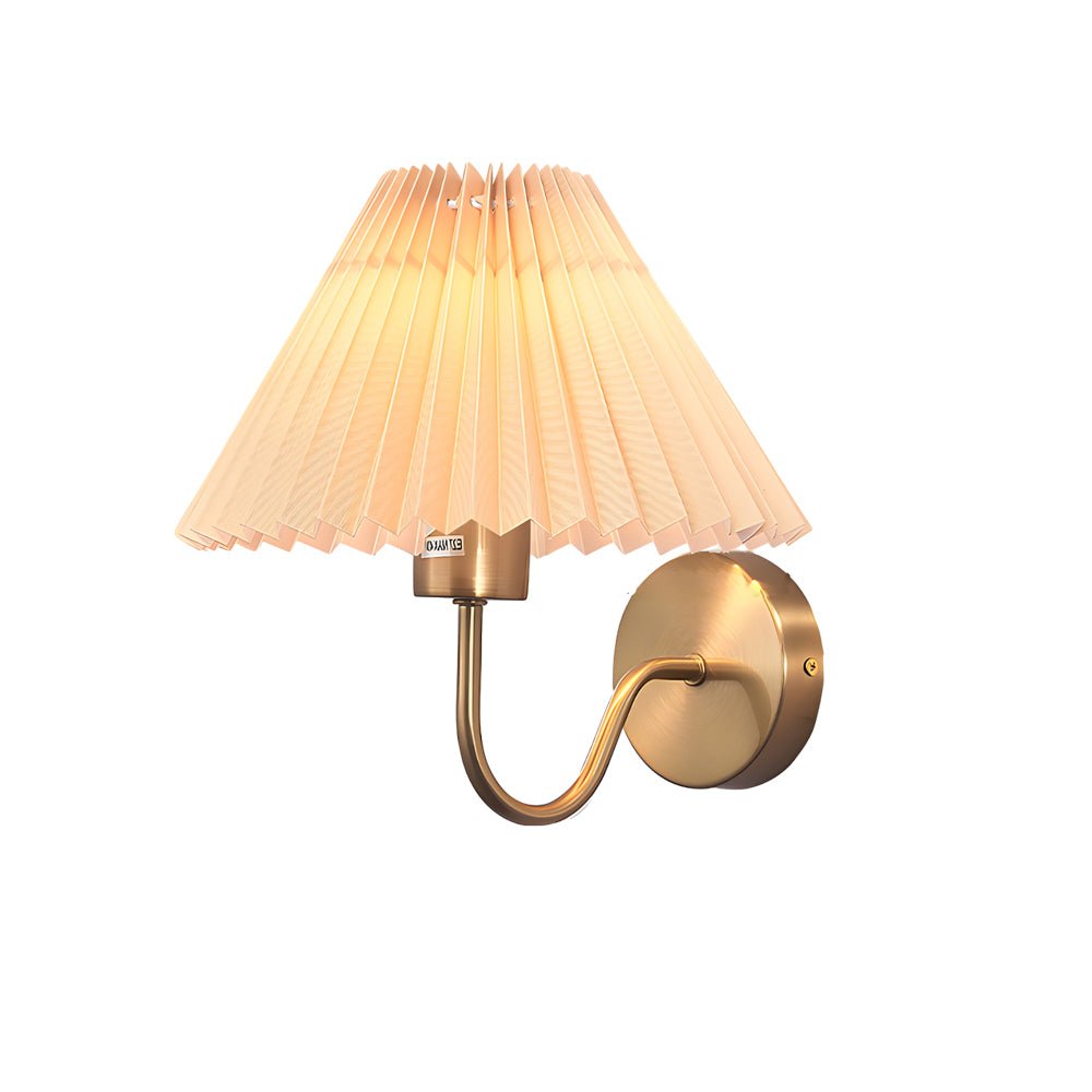 Antique Silver Dimmable Metallic Wall Sconce with Pleated Fabric Shade