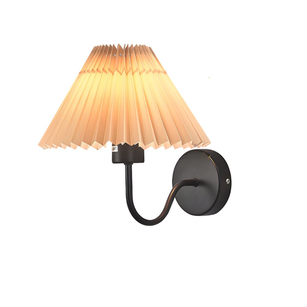 Antique Silver Dimmable Metallic Wall Sconce with Pleated Fabric Shade