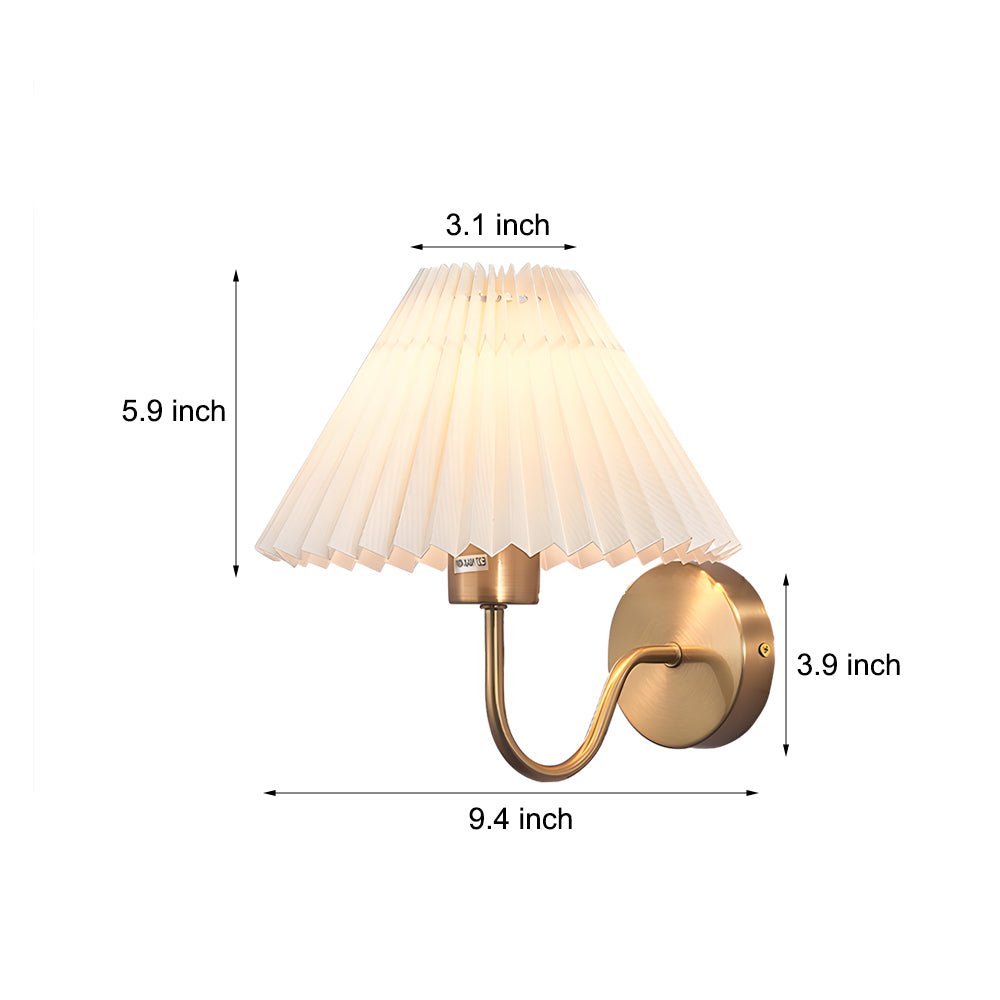 Antique Silver Dimmable Metallic Wall Sconce with Pleated Fabric Shade