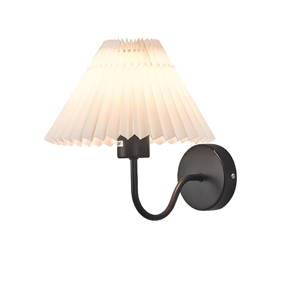 Antique Silver Dimmable Metallic Wall Sconce with Pleated Fabric Shade
