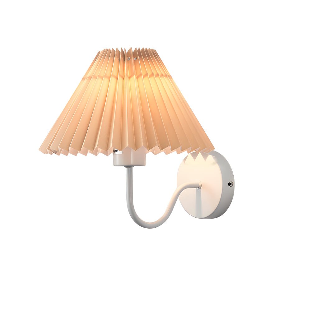 Antique Silver Dimmable Metallic Wall Sconce with Pleated Fabric Shade
