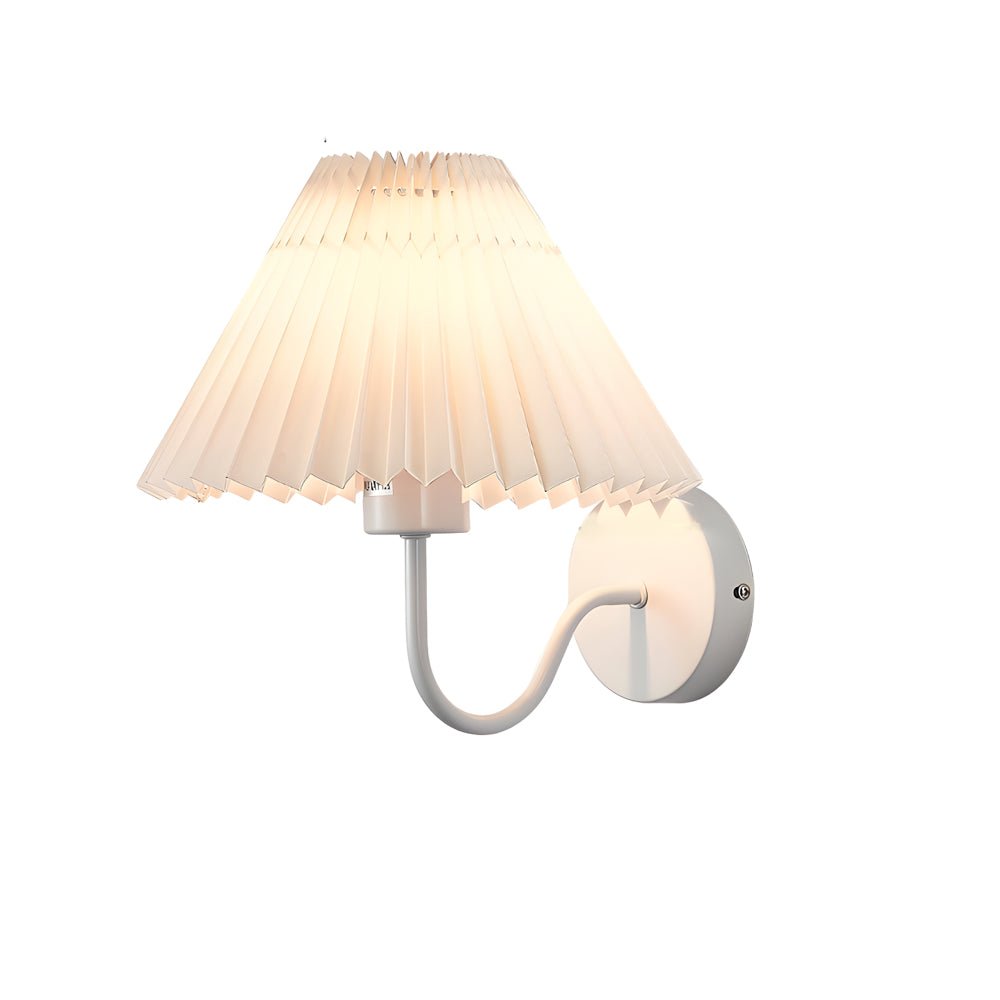 Antique Silver Dimmable Metallic Wall Sconce with Pleated Fabric Shade