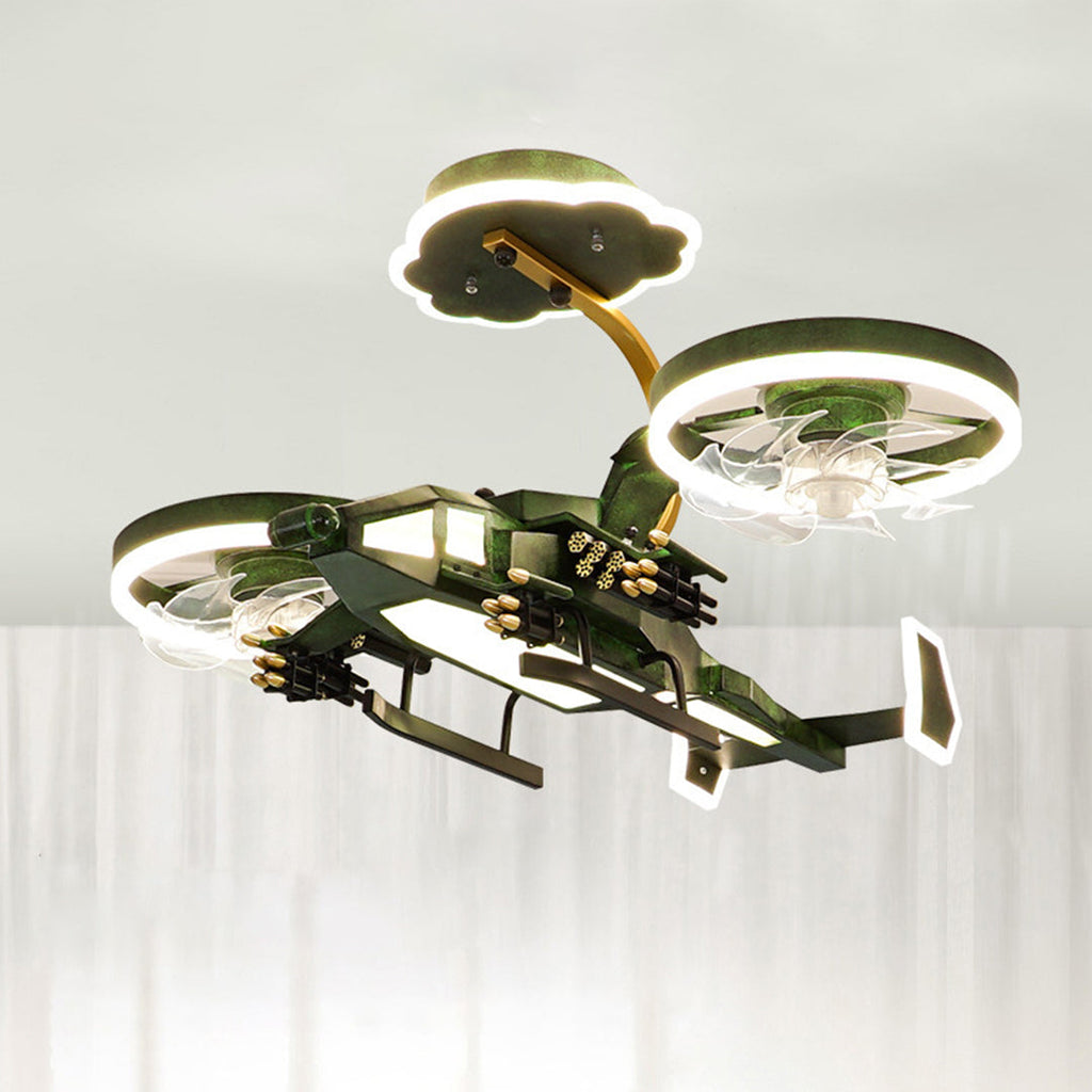 Colorful Airplane Ceiling Fan Light for Kids' Room - LED Fixture