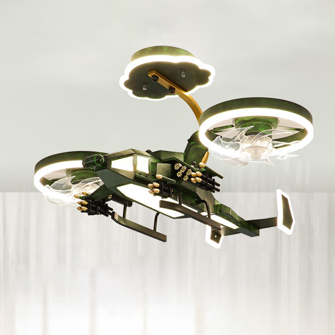 Colorful Airplane Ceiling Fan Light for Kids' Room - LED Fixture