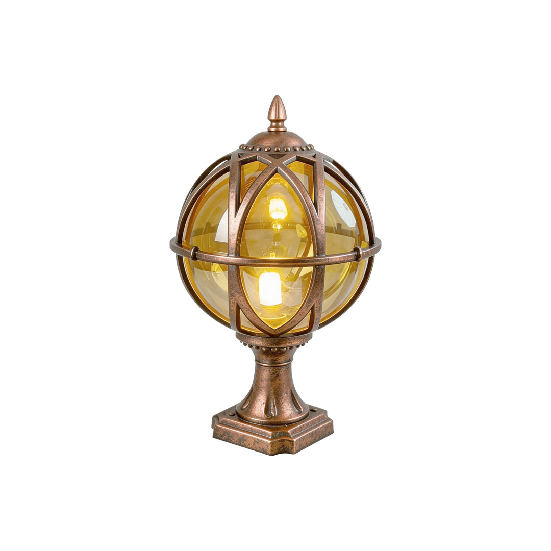 Elegant Frosted Glass Globe Pillar Light Outdoor Waterproof Lamp