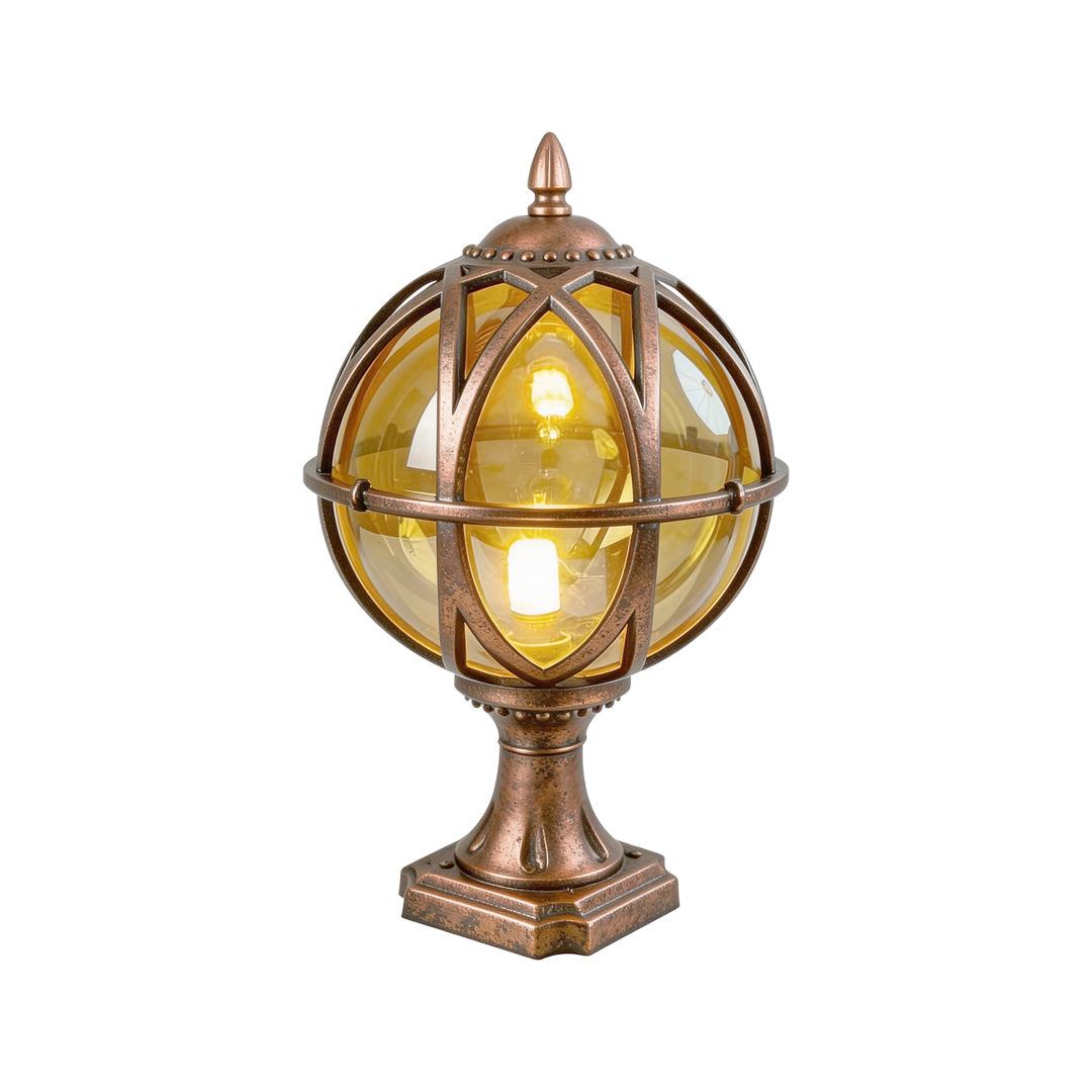 Elegant Frosted Glass Globe Pillar Light Outdoor Waterproof Lamp