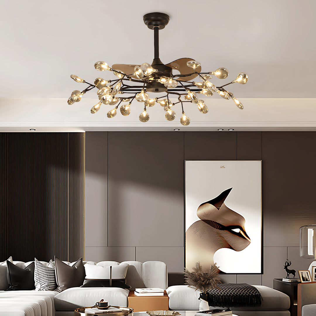 Minimalist Luxury White Ceiling Fan with Light for Living Room Decor