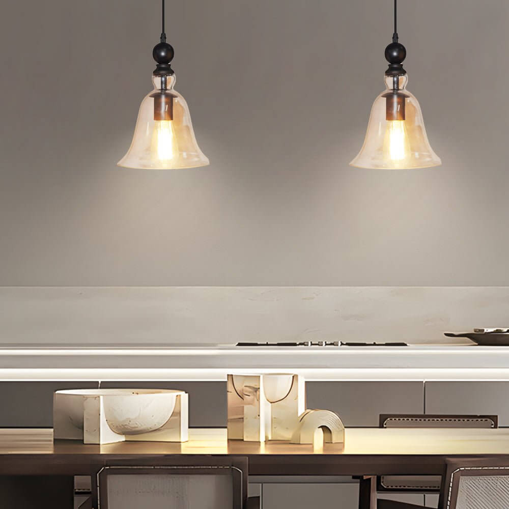 Rustic Bronze Glass Pendant Light Fixture for Kitchen or Dining Room