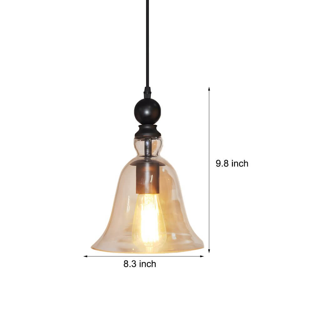Rustic Vintage Iron and Glass Chime Pendant Light for Entryway Dining Room