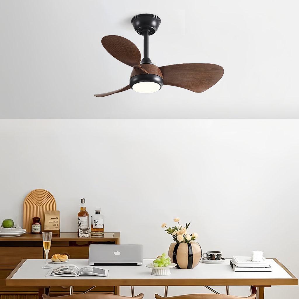 Vintage Black Metal Ceiling Fan with Light, Ideal for Living Room
