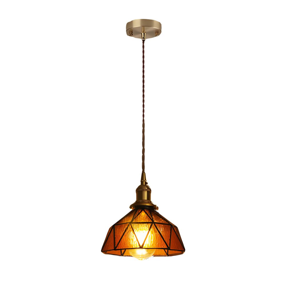 Elegant Vintage Stained Glass Pendant Light Fixture for Dining Room