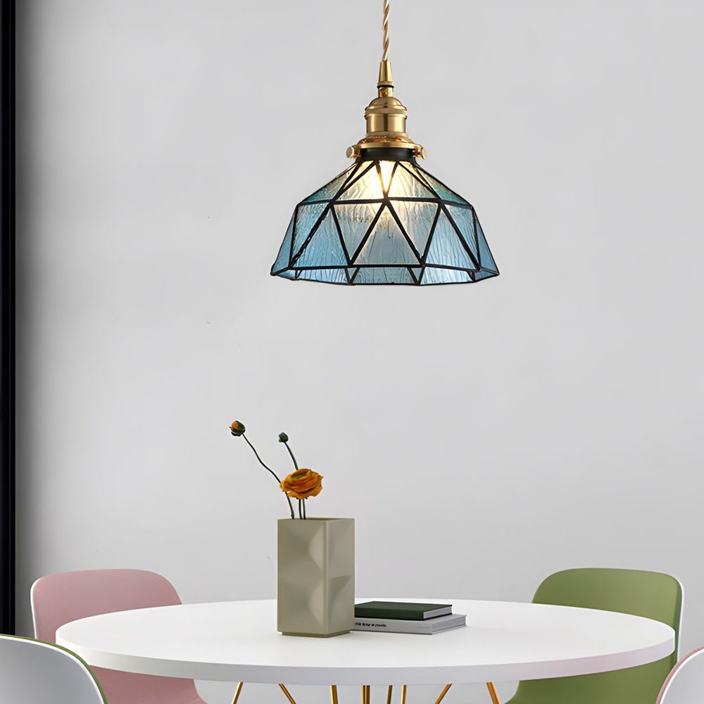 Elegant Vintage Stained Glass Pendant Light Fixture for Dining Room