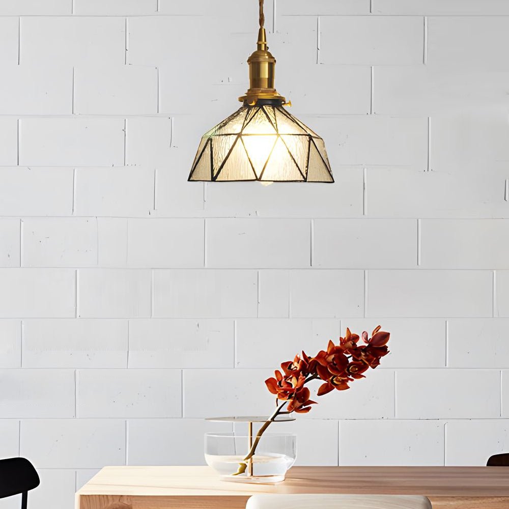 Elegant Vintage Stained Glass Pendant Light Fixture for Dining Room