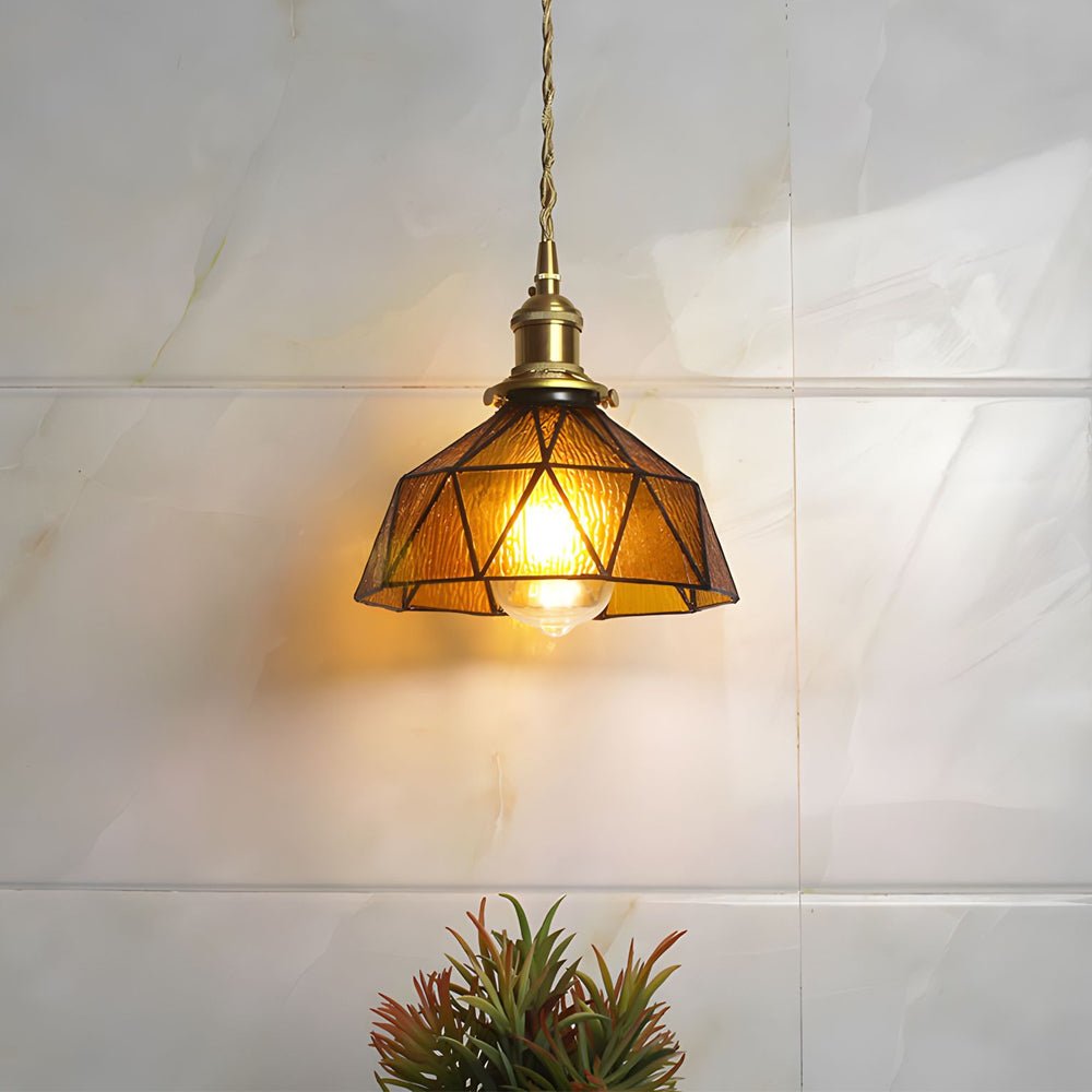 Elegant Vintage Stained Glass Pendant Light Fixture for Dining Room