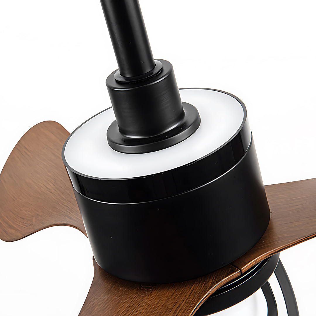 Rustic Wood & Metal Vintage Ceiling Fan with Energy-Efficient LED Light