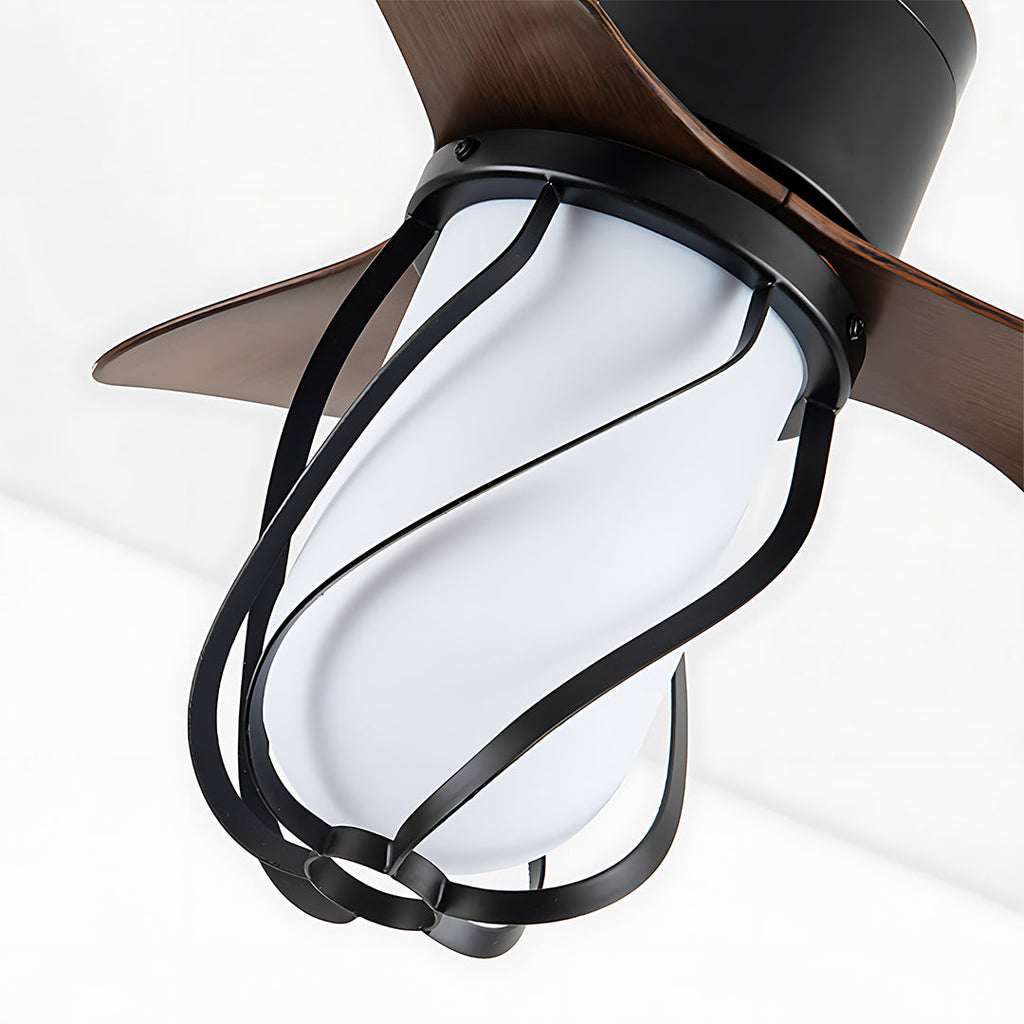 Rustic Wood & Metal Vintage Ceiling Fan with Energy-Efficient LED Light