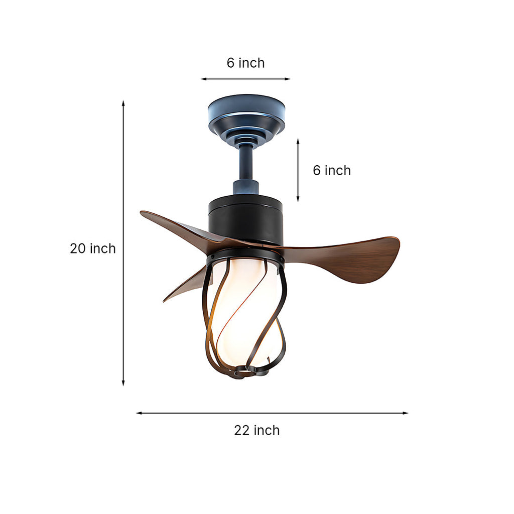 Rustic Wood & Metal Vintage Ceiling Fan with Energy-Efficient LED Light