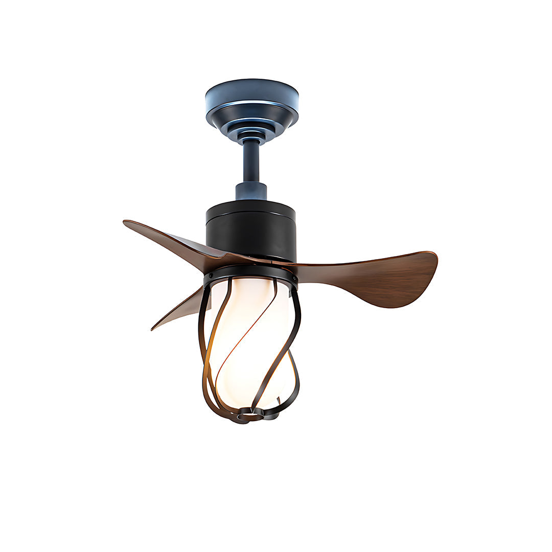 Rustic Wood & Metal Vintage Ceiling Fan with Energy-Efficient LED Light