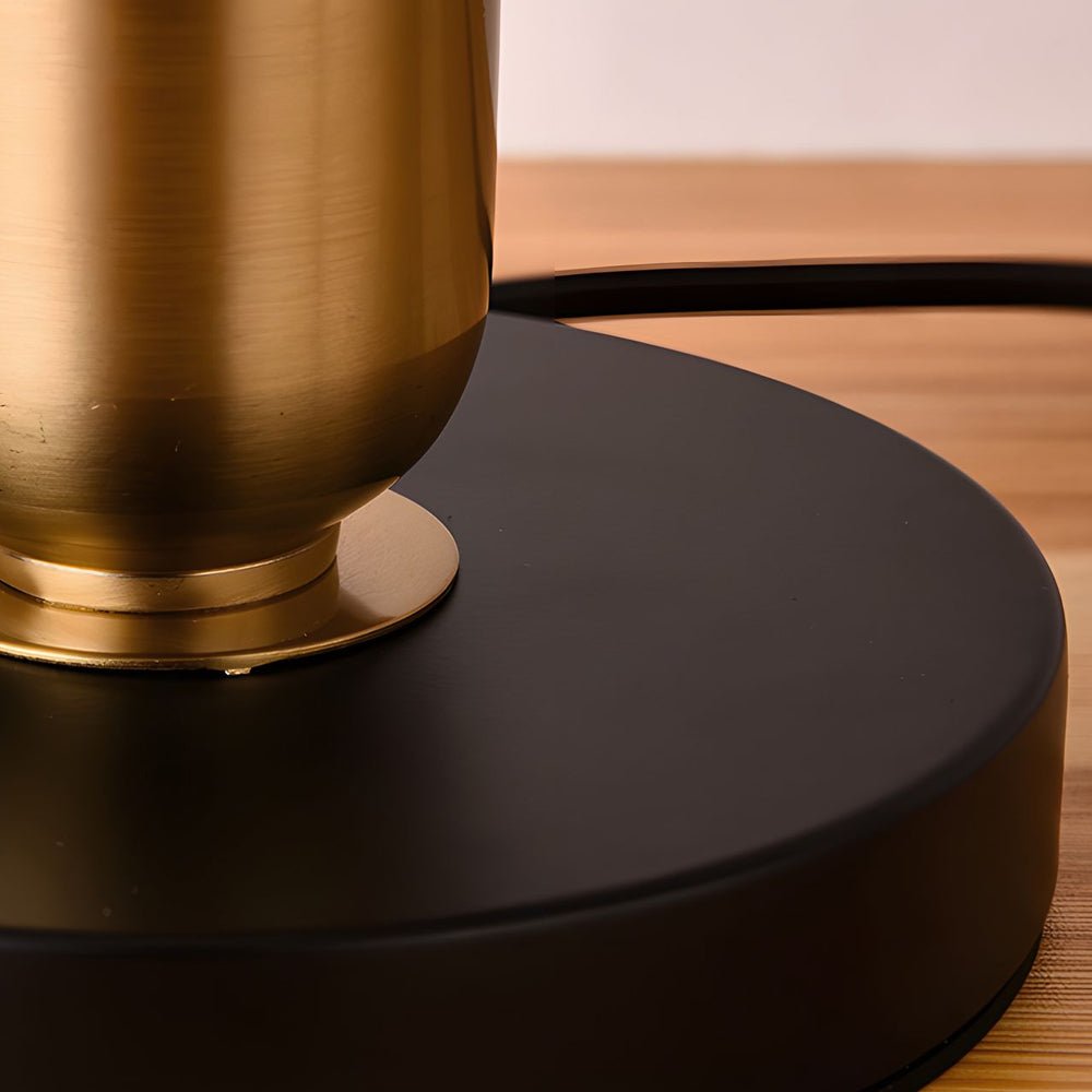 Modern Gold and White Fabric Table Lamp in Iron Base for Living Room