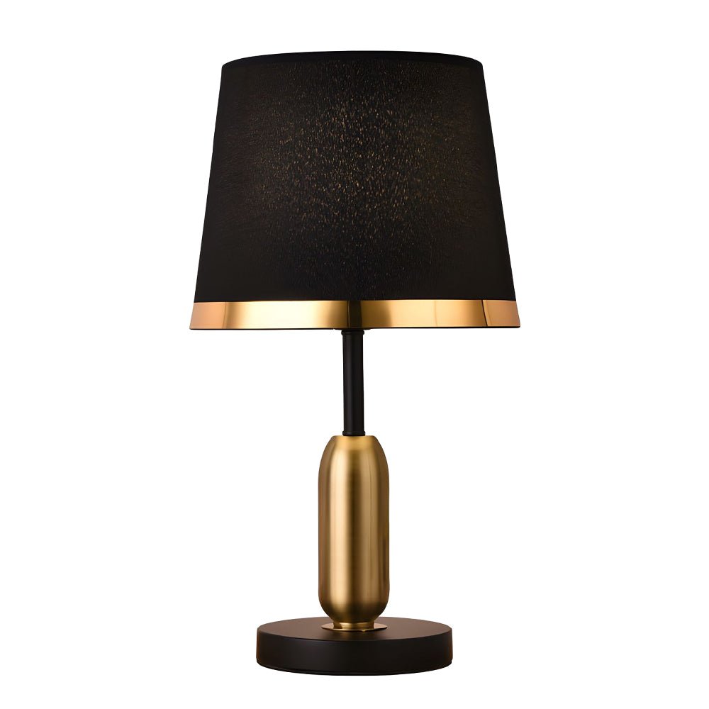 Modern Gold and White Fabric Table Lamp in Iron Base for Living Room