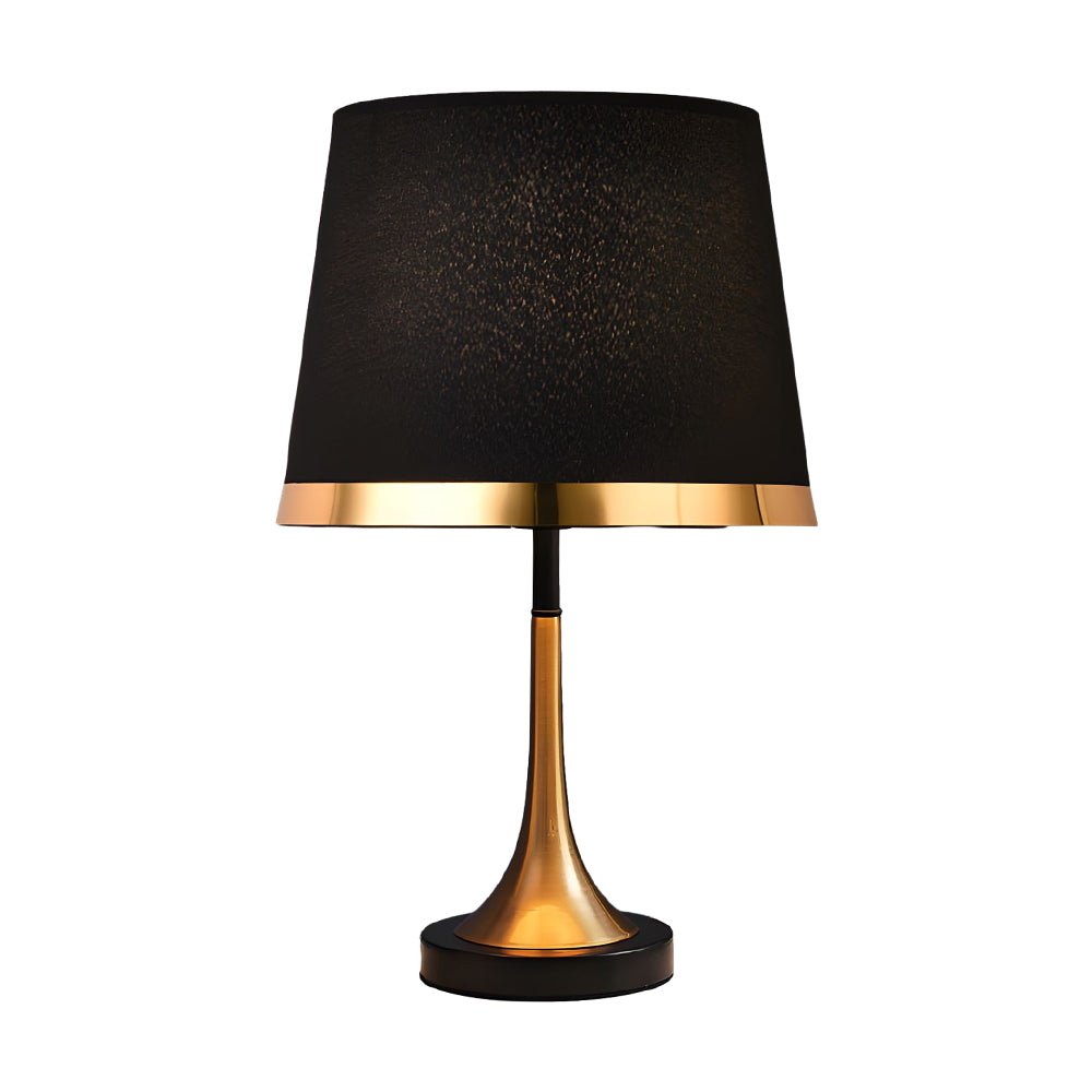 Modern Gold and White Fabric Table Lamp in Iron Base for Living Room